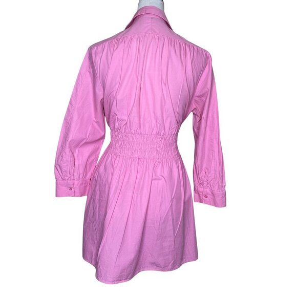 Zara Women's Cotton Poplin Pink Long Sleeve Shirt Dress Barbiecore Plus Sz XL - Picture 4 of 12